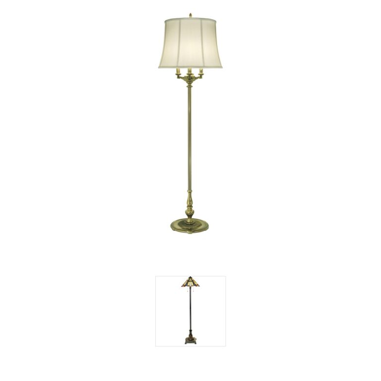 Stiffel Ellie Burnished Brass Silk Shantung Floor Lamp