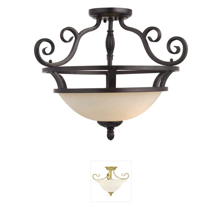 Maxim Lighting Manor 2-Light Oil Rubbed Bronze Semi-Flush Mount with Frosted Ivory Glass