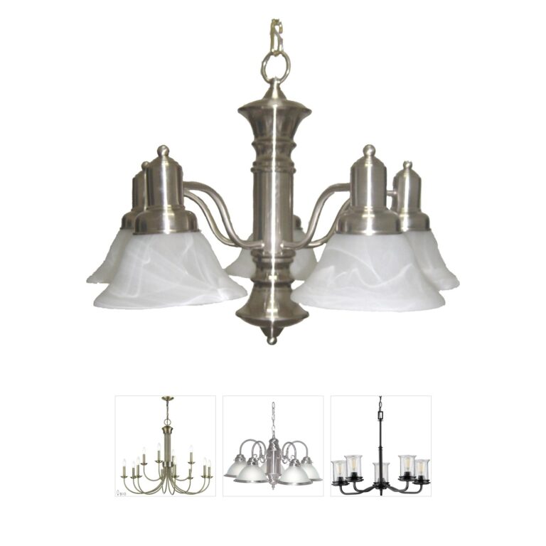 Maxim Lighting Newburg Collection Satin Nickel Chandelier with Marble Glass