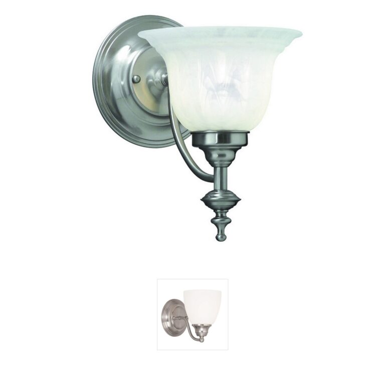 Dolan Designs Richland Satin Nickel Wall Sconce with Alabaster Glass