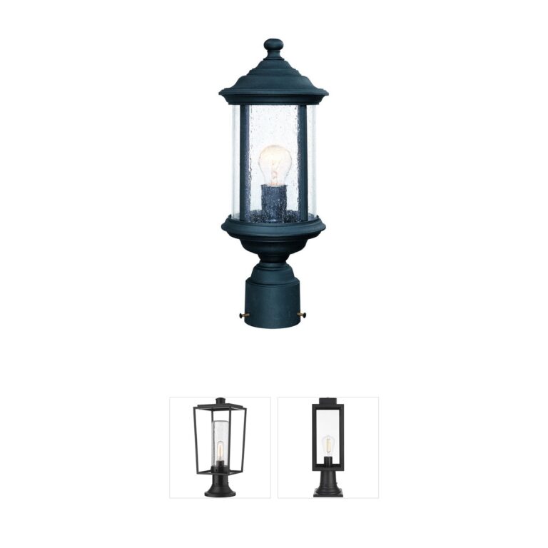 Dolan Designs Walnut Grove Black Post Lantern with Seedy Glass
