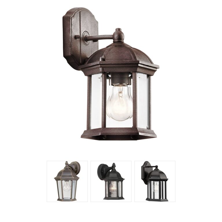 Kichler Barrie Tannery Bronze Outdoor Wall Light with Clear Beveled Glass