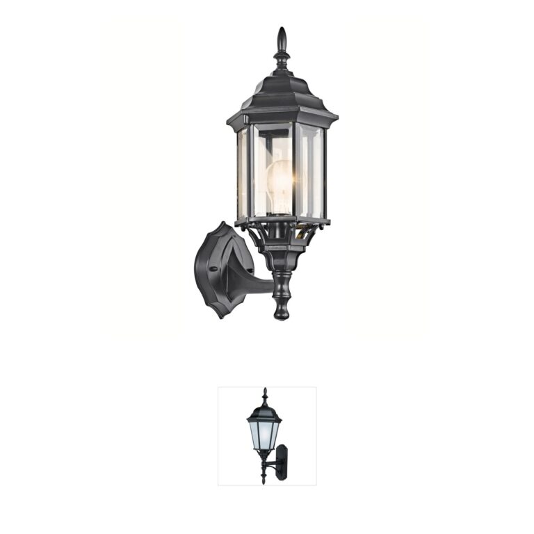 Kichler Chesapeake 17-Inch Black Aluminum Outdoor Wall Sconce with Clear Beveled Glass