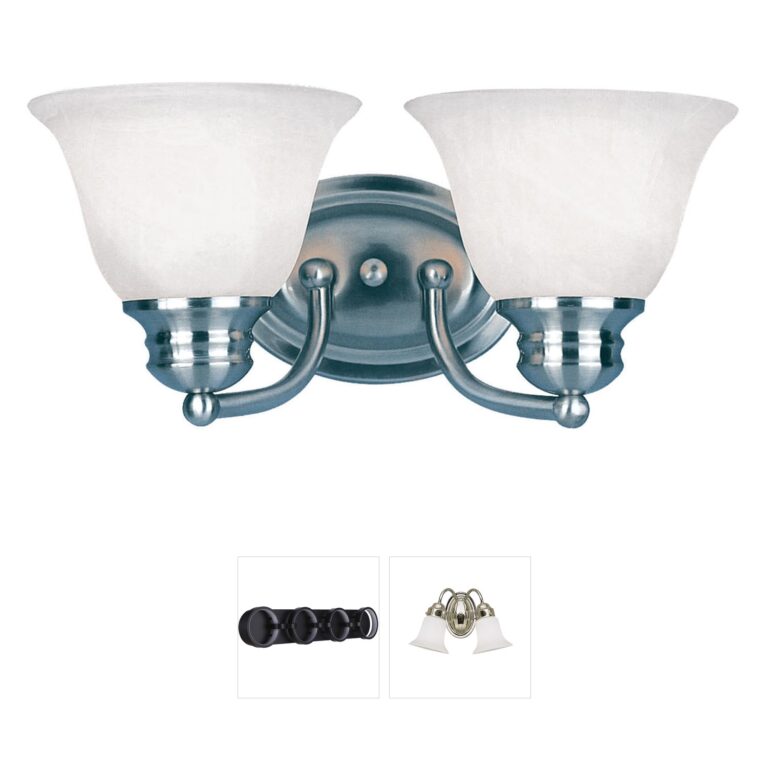 Maxim Lighting Malaga Satin Nickel 2-Light Vanity with Marble Accents