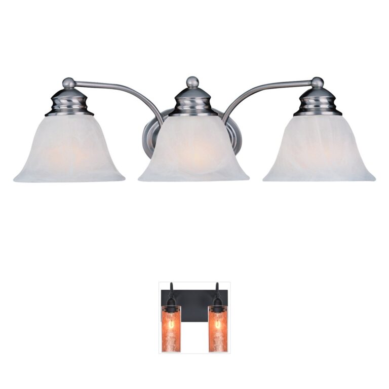 Maxim Lighting Malaga 3-Light Satin Nickel Bath Vanity with Marble Glass
