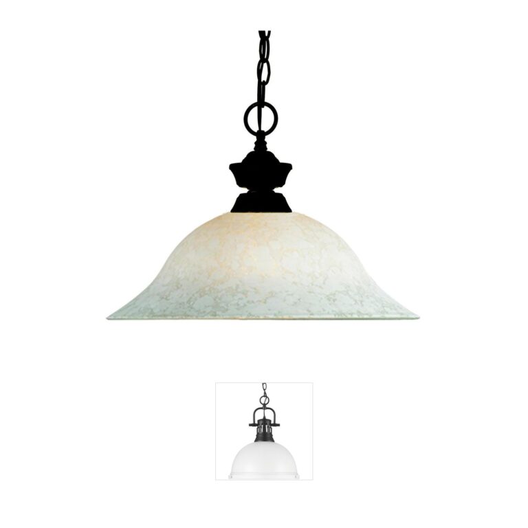 Z-Lite Traditional Bronze Pendant Light with White Mottle Glass