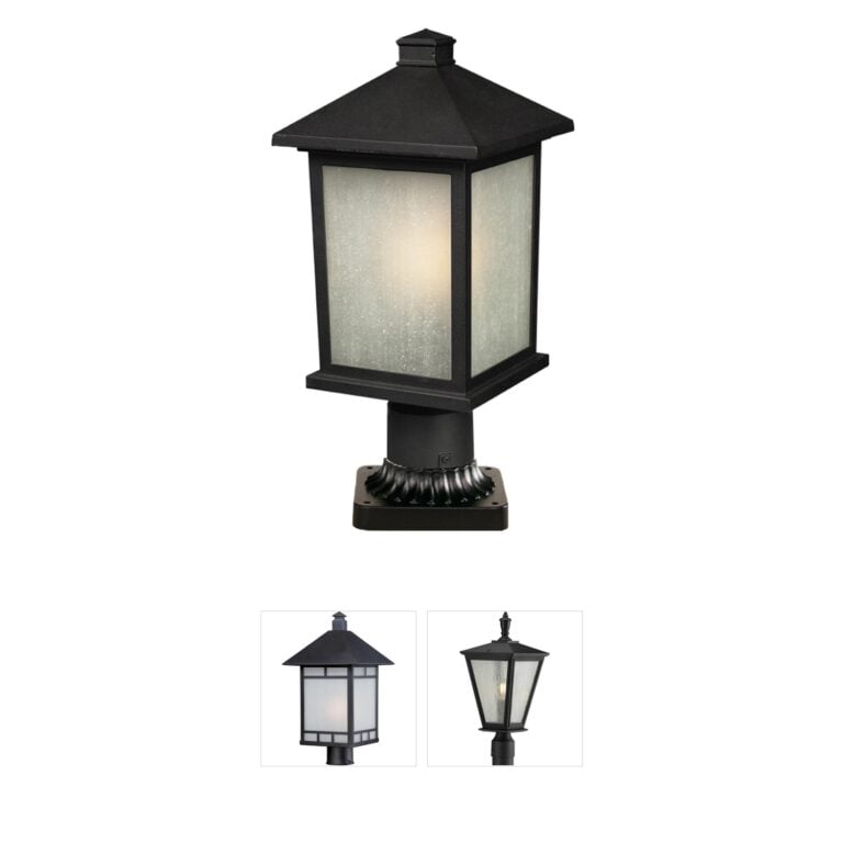 Z-Lite Holbrook Black Outdoor Pier Mount with White Seedy Glass