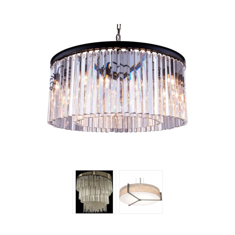 Elegant Lighting Sydney Collection Matte Black Crystal Pendant