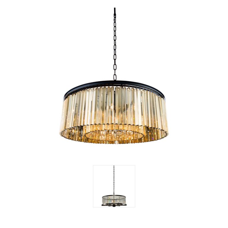Elegant Lighting Sydney Collection Golden Teak Crystal Pendant