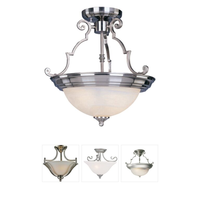 Maxim Lighting Essentials - 584x Satin Nickel Semi-Flush with Marble Glass