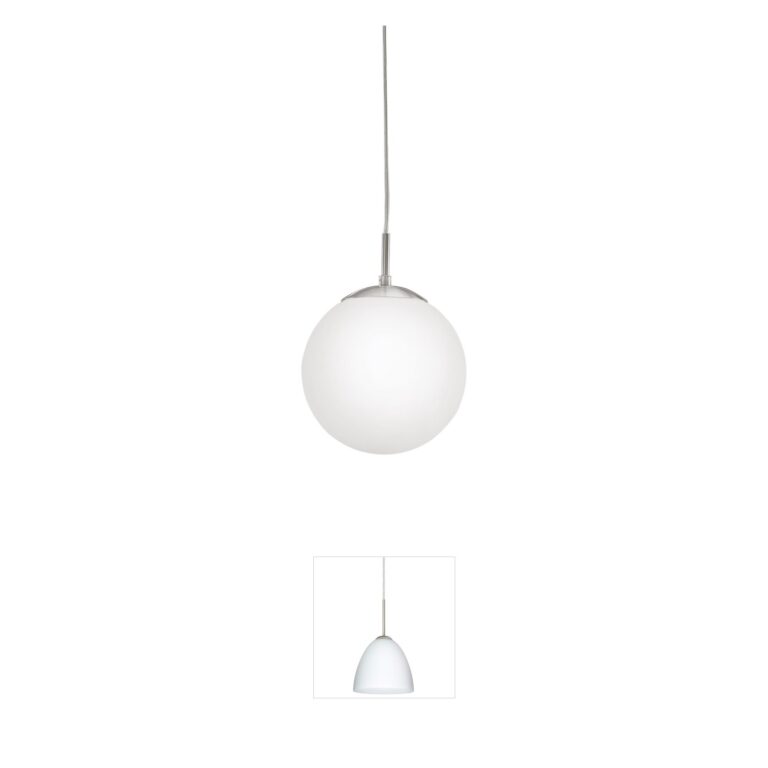 Eglo Rondo 8-Inch Matte Nickel Pendant with Opal Glass Globe