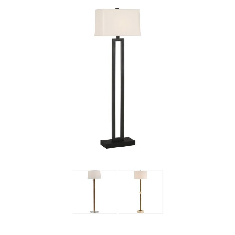 Robert Abbey Doughnut Floor Lamp in Deep Patina Bronze with Snowflake Fabric Shade