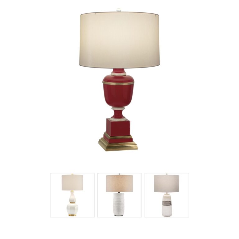 Robert Abbey Annika Red Table Lamp with Cloud Cream Silk Shade