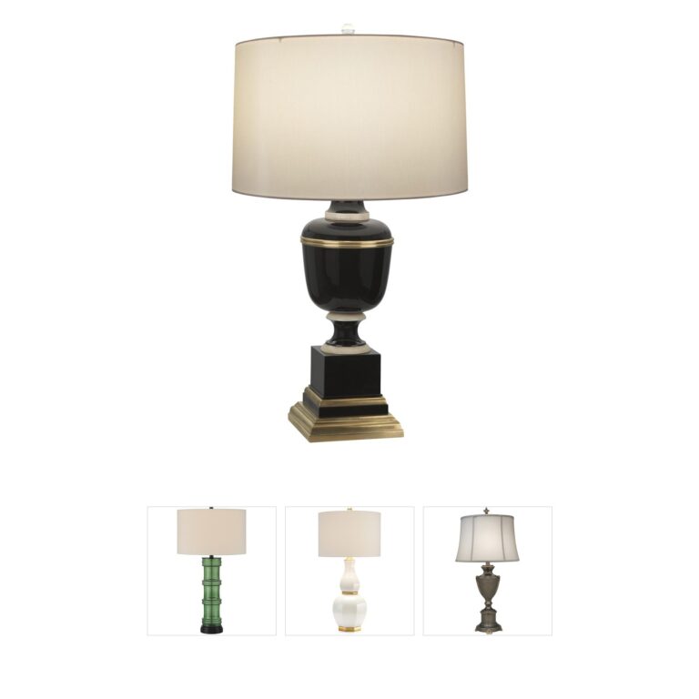 Robert Abbey Annika Black Table Lamp with Cloud Cream Silk Shade