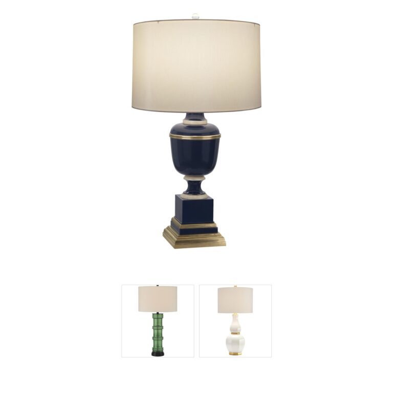 Robert Abbey Annika Cobalt Accent Lamp with Cloud Cream Silk Shade