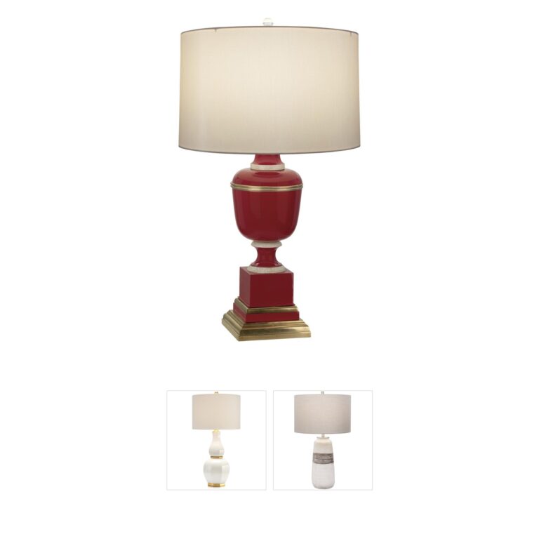 Robert Abbey Annika Red Accent Lamp with Cloud Cream Silk Shade