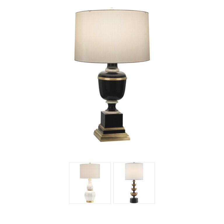 Robert Abbey Annika Black Accent Table Lamp with Cloud Cream Silk Shade