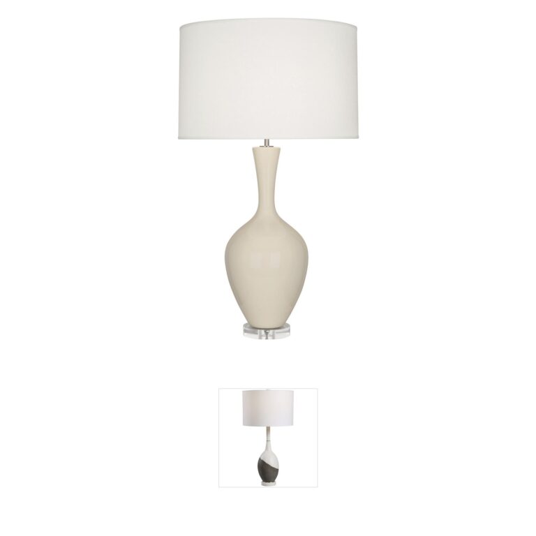 Robert Abbey Audrey Glazed Bone Ceramic Table Lamp with Lucite Base