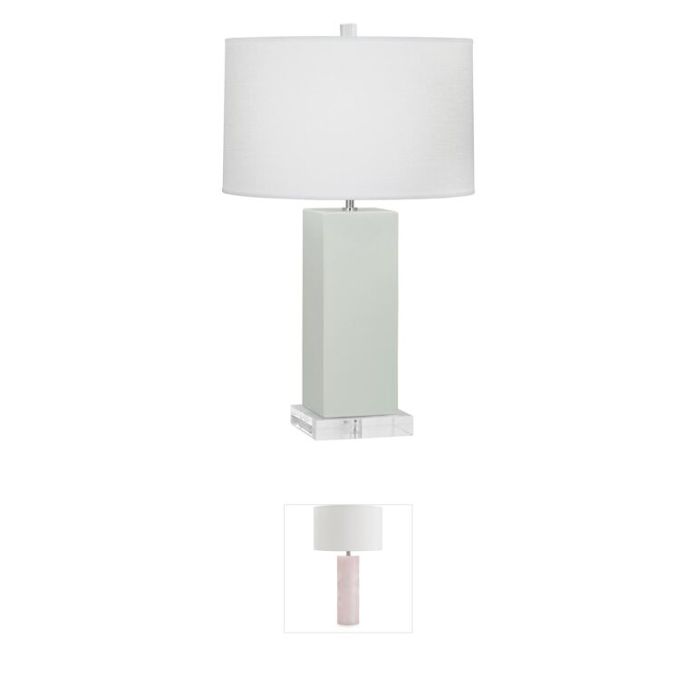 Robert Abbey Harvey Glazed Celadon Ceramic Table Lamp with Lucite Base