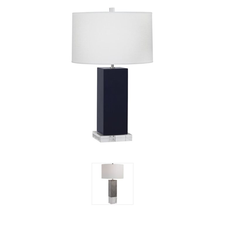 Robert Abbey Harvey Midnight Blue Ceramic Table Lamp with Lucite Base