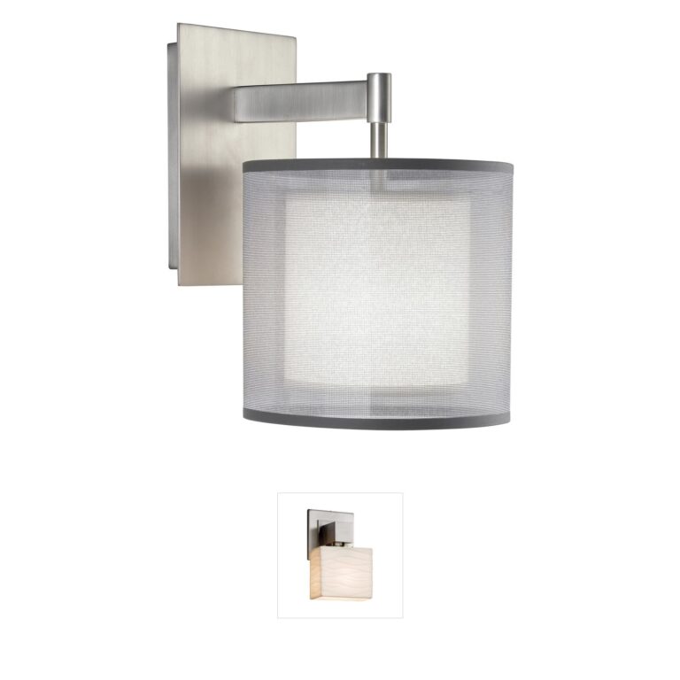 Robert Abbey Saturnia Stainless Steel Wall Sconce with Fabric Shade