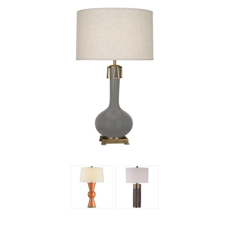 Robert Abbey Athena Glazed Ceramic Table Lamp in Smoky Taupe