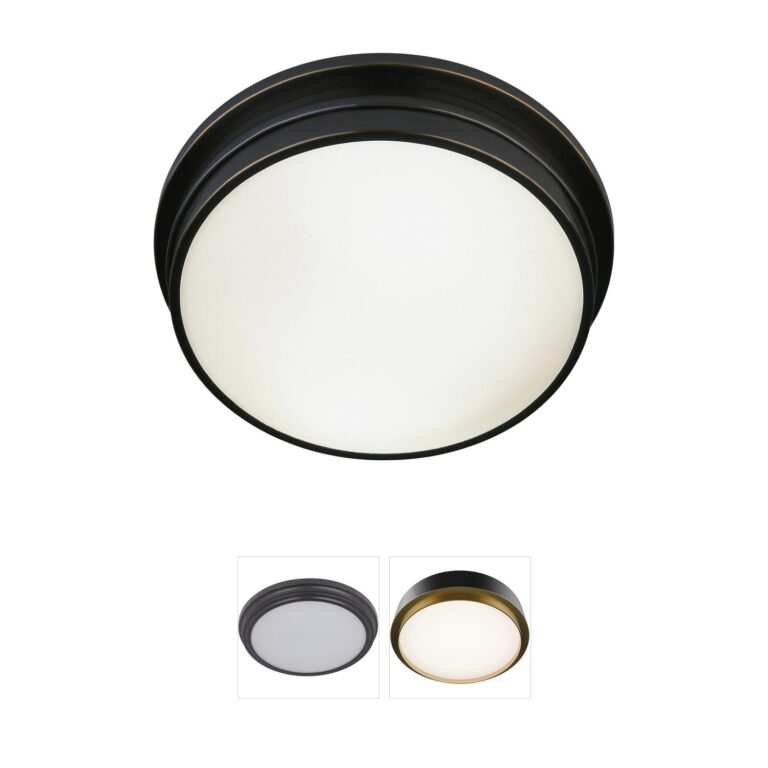 Robert Abbey Roderick Deep Patina Bronze and White Frosted Glass Flush Mount