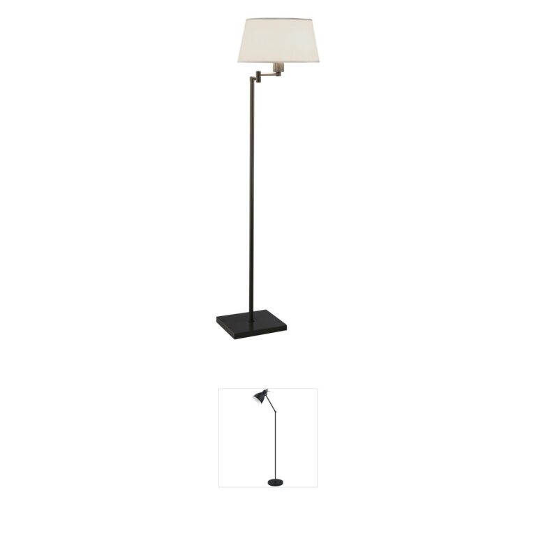 Robert Abbey Real Simple Dark Bronze Floor Lamp with Snowflake Fabric Shade
