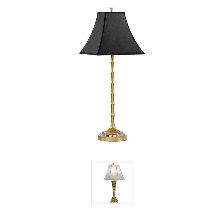 Wildwood Wildwood Gold Leaf Composite Table Lamp with Black Paper Shade