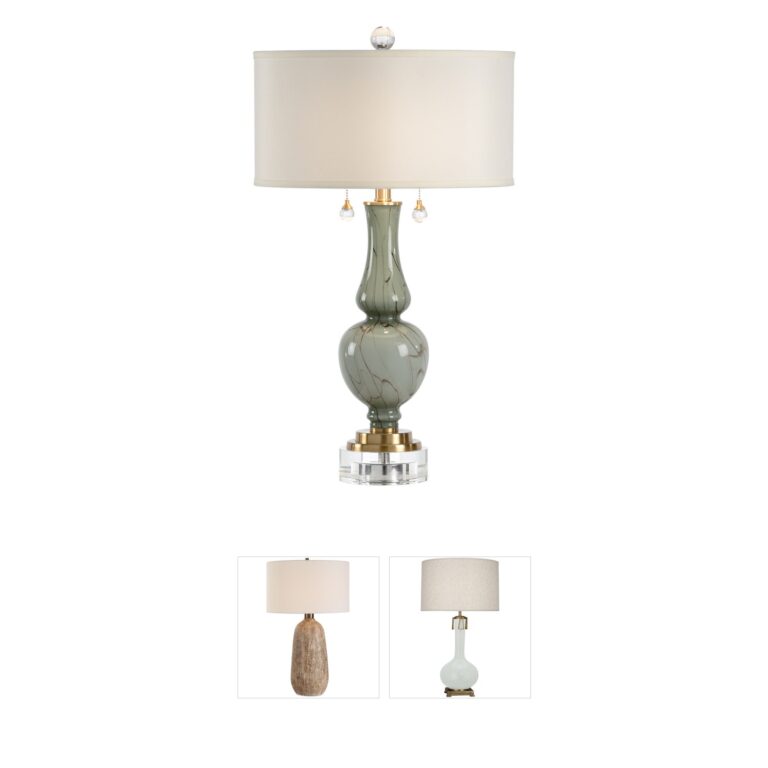 Wildwood Collection Gray Art Glass 2-Light Modern Table Lamp