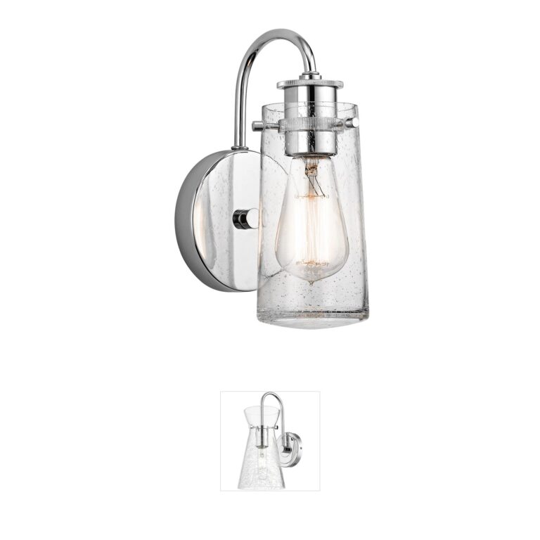 Kichler Braelyn Chrome Steel Wall Sconce with Clear Seeded Glass