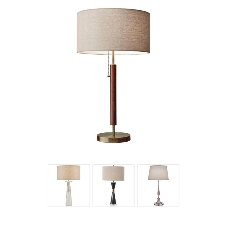 Adesso Hamilton Walnut and Antique Brass Table Lamp