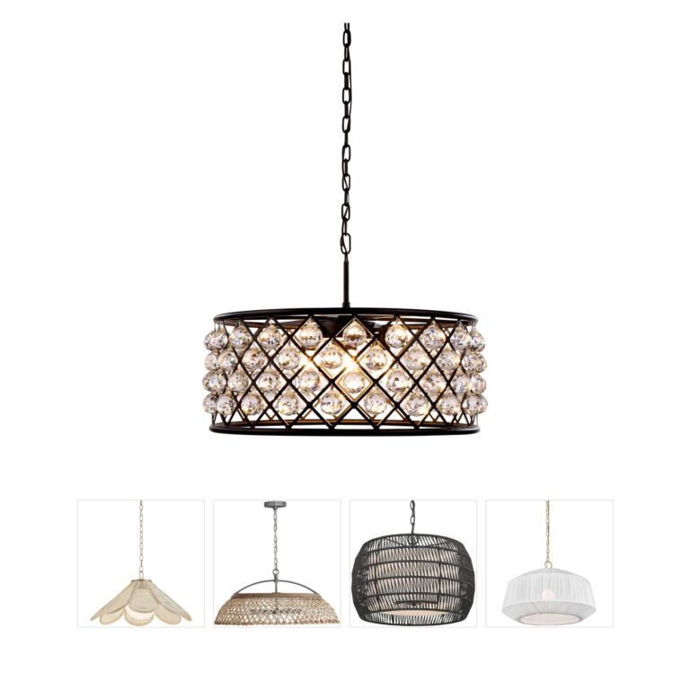 Elegant Lighting Madison 25-Inch Matte Black Royal Cut Crystal Pendant