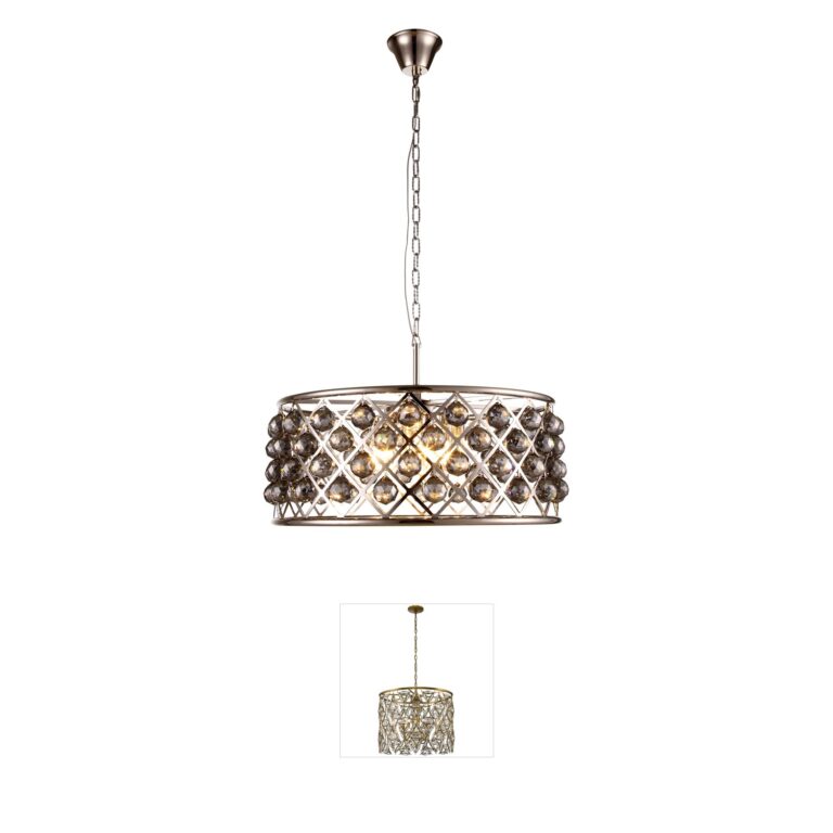 Elegant Lighting Madison Collection Polished Nickel Pendant with Silver Shade Crystal