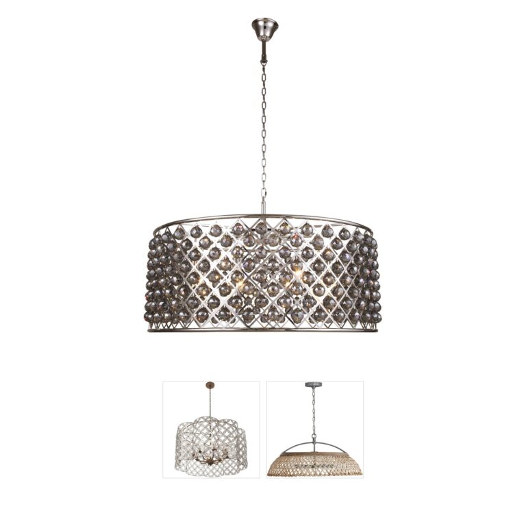 Elegant Lighting Madison 10-Light Polished Nickel Pendant with Silver Shade and Royal Cut Crystals