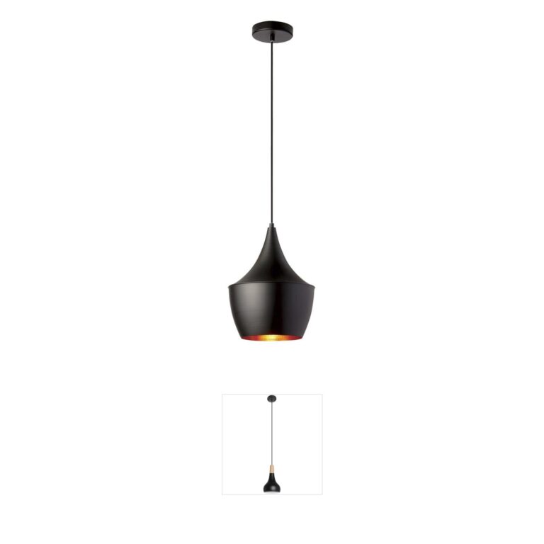 Dainolite Helsinki 9-Inch Matte Black and Gold Aluminum Urn Pendant