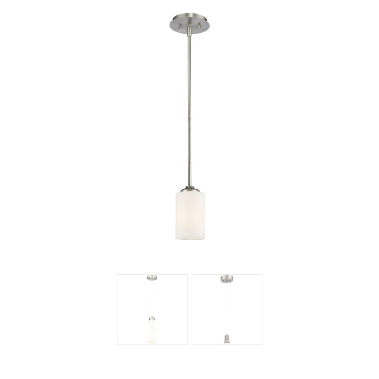 Z-Lite Bordeaux Brushed Nickel 1-Light Pendant with Matte Opal Glass