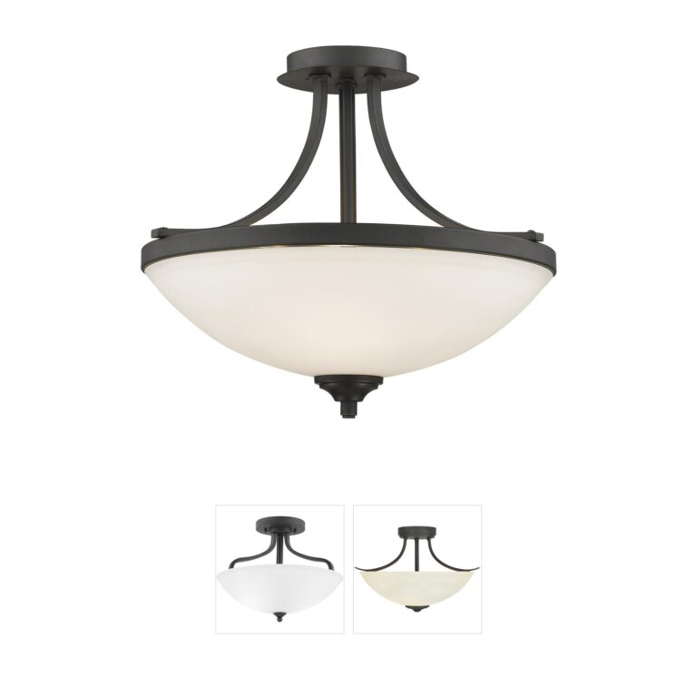 Z-Lite Bordeaux Collection Bronze Semi-Flush Mount with Matte Opal Glass