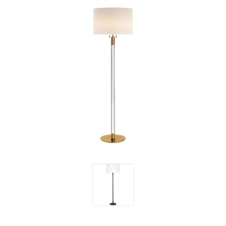 Visual Comfort Signature Collection AERIN Riga Crystal and Antique Brass Floor Lamp