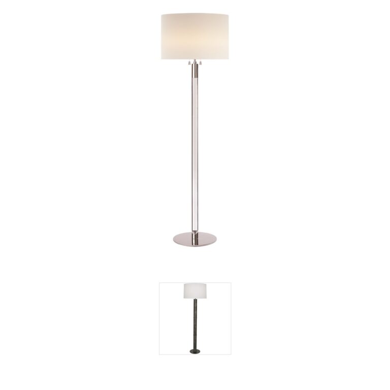 Visual Comfort Signature Collection AERIN Riga Polished Nickel and Clear Glass Floor Lamp