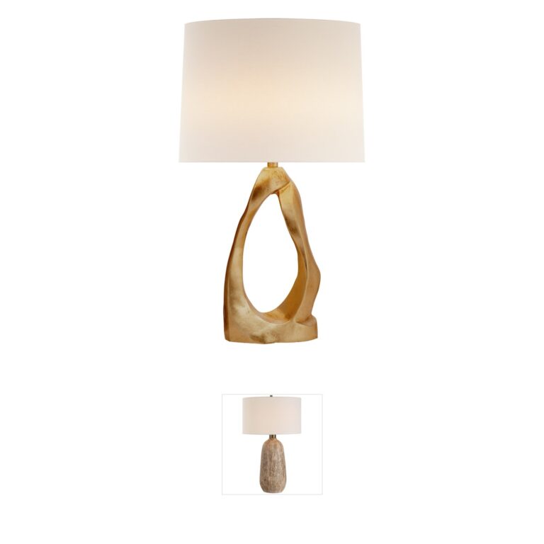 Visual Comfort Signature Collection AERIN Cannes2 Gild Table Lamp with Linen Shade