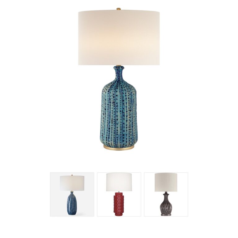 Visual Comfort Signature Collection AERIN Culloden Pebbled Aquamarine Ceramic Table Lamp