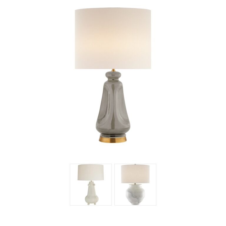 Visual Comfort Signature Collection AERIN Kapila Shellish Gray Ceramic & Linen Table Lamp
