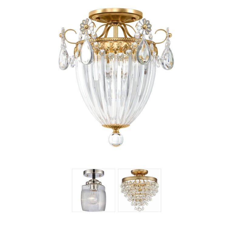 Schonbek Bagatelle 3-Light Heirloom Gold and Heritage Crystal Semi-Flush Mount