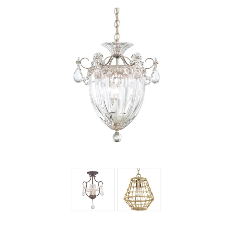 Schonbek Bagatelle 3-Light Antique Silver and Heritage Crystal Mini Pendant