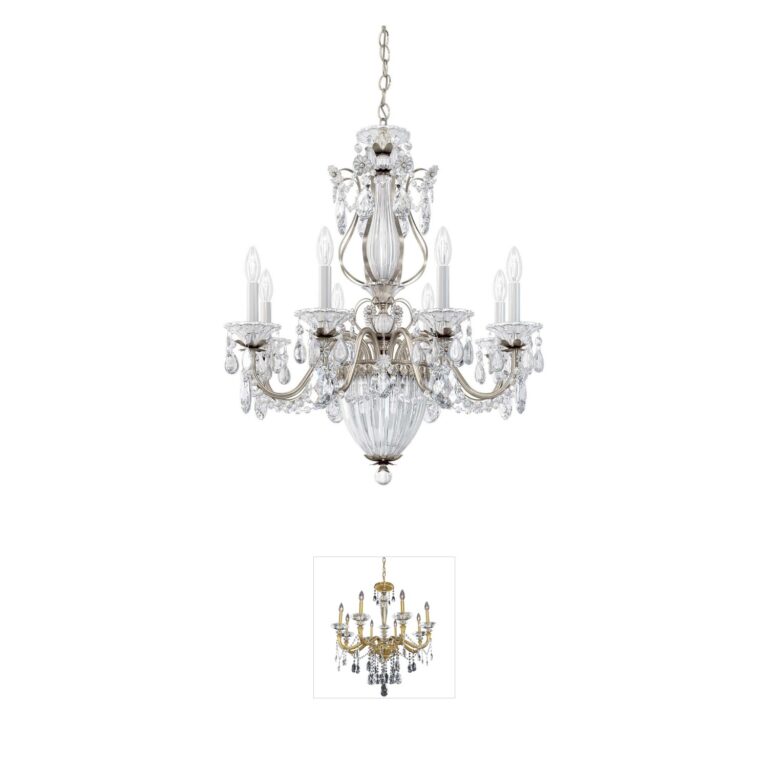 Schonbek Bagatelle Antique Silver and Heritage Handcut Crystal Chandelier