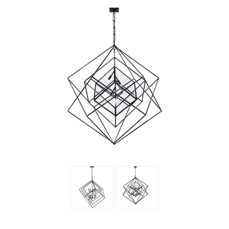 Visual Comfort Signature Collection Kelly Wearstler Cubist Aged Iron 5-Light Chandelier