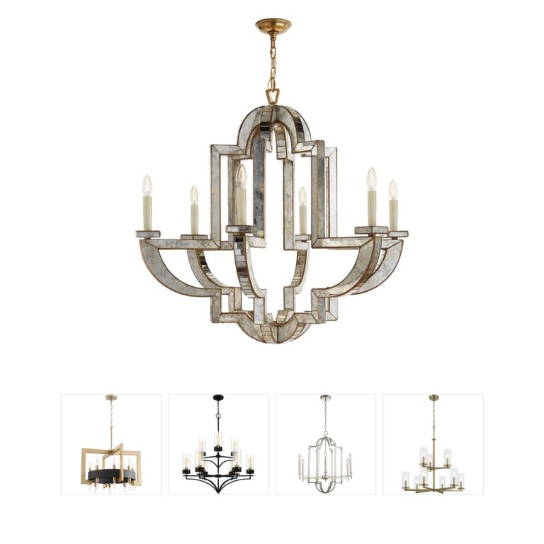 Visual Comfort Signature Collection Niermann Weeks Lido Chandelier in Antique Mirror & Brass
