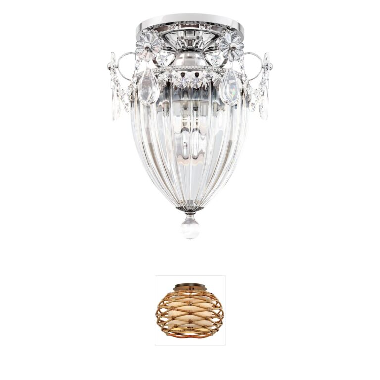 Schonbek Bagatelle Polished Silver Semi-Flush Mount with Swarovski Crystals