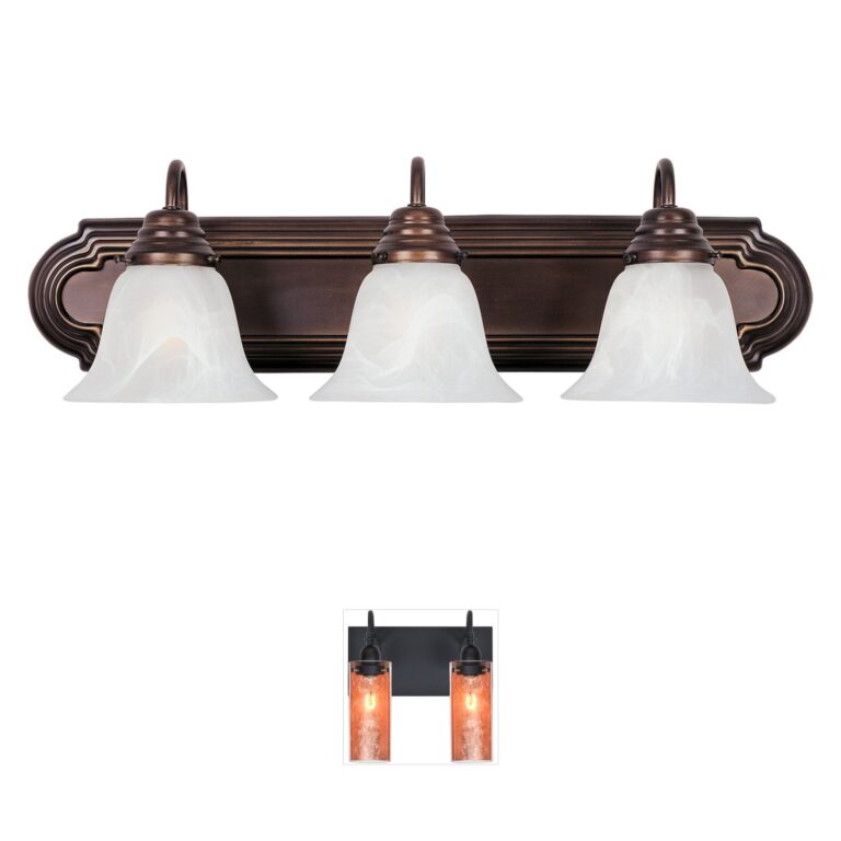 Maxim Lighting Essentials - 801x 3-Light Oil Rubbed Bronze Vanity with Marble Glass